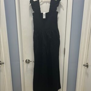 LOFT Black Textured Sleeveless Jumpsuit loft beach size small